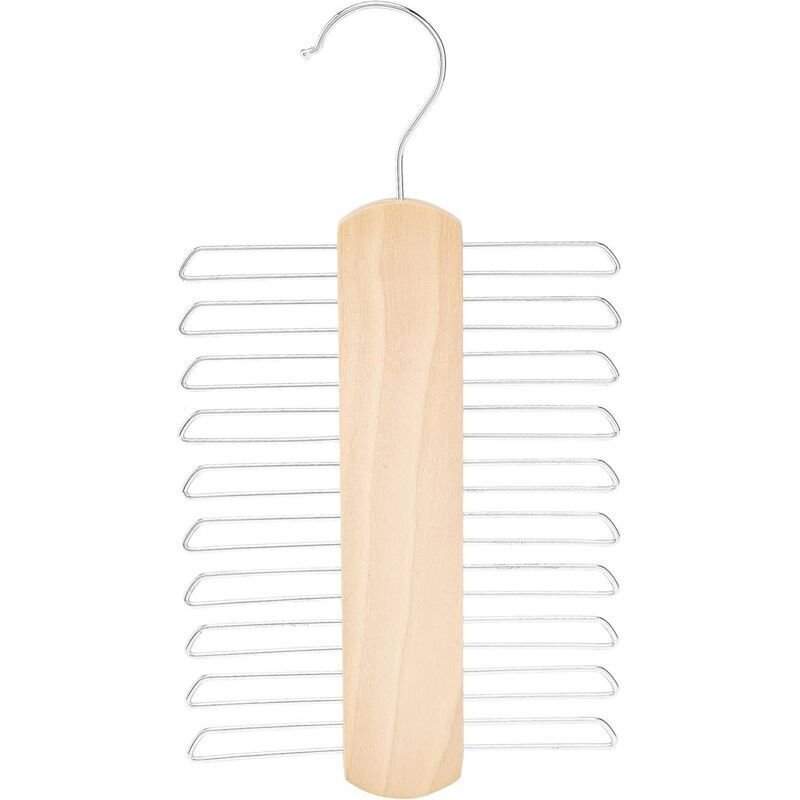 (23×4×4) Set Aus 2 Krawatten- Und Gürtelhaltern Aus Holz Mit 20 Schlitzen. Naturfarbe