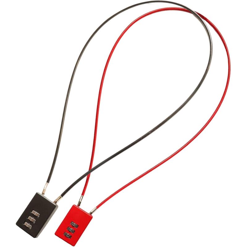 Zwei Dreistellige Zahlenschlösser Für Kabel. 50-mm-sicherheitsschlösser. Für Motorräder, Fahrräder, Snowboards, Skier, Koffer, Reisetaschen Und Schließfächer (rot Und Schwarz).