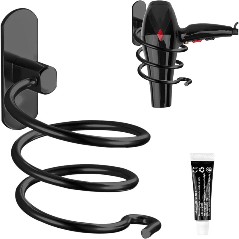Spiralförmiger Haartrocknerhalter. Wandmontierter Halter Aus Aluminium Für Haartrockner Und Glätteisen. Kein Bohren Erforderlich (kein Klebstoff Nötig).