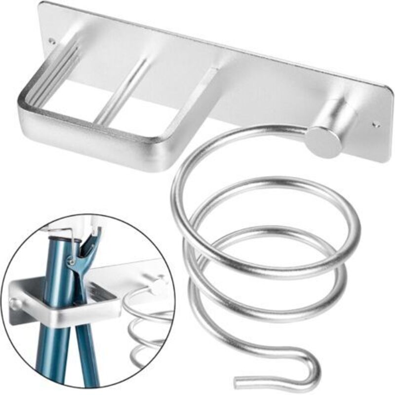 Haartrocknerhalterung, Glätteisenständer Mit Kabelmanagement. Wandmontierter Haartrockner-organizer Aus Aluminium. Für Badezimmer, Schlafzimmer, Hotel. Silberfarben.