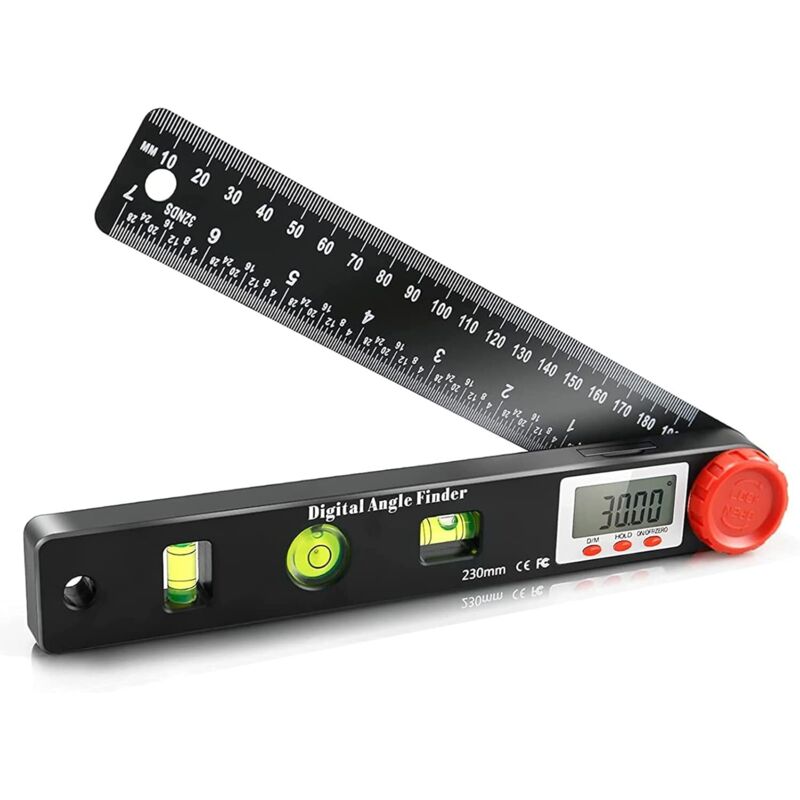 Digitaler Winkelmesser. 0999° Digitaler Winkelmesser Mit Goniometer Und Libelle. Elektronischer Winkelmesser 230 Mm. Neigungsmesser Mit Vertikaler Kreislibelle.