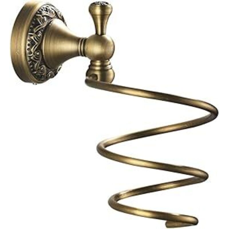 Retro-haartrocknerhalterung – Bronze-finish. Haartrocknerhalterung Aus Messing – Retro – Massives Kupfer – Mit Aussparung – Zur Wandmontage – Langlebig – Badezimmeraccessoire