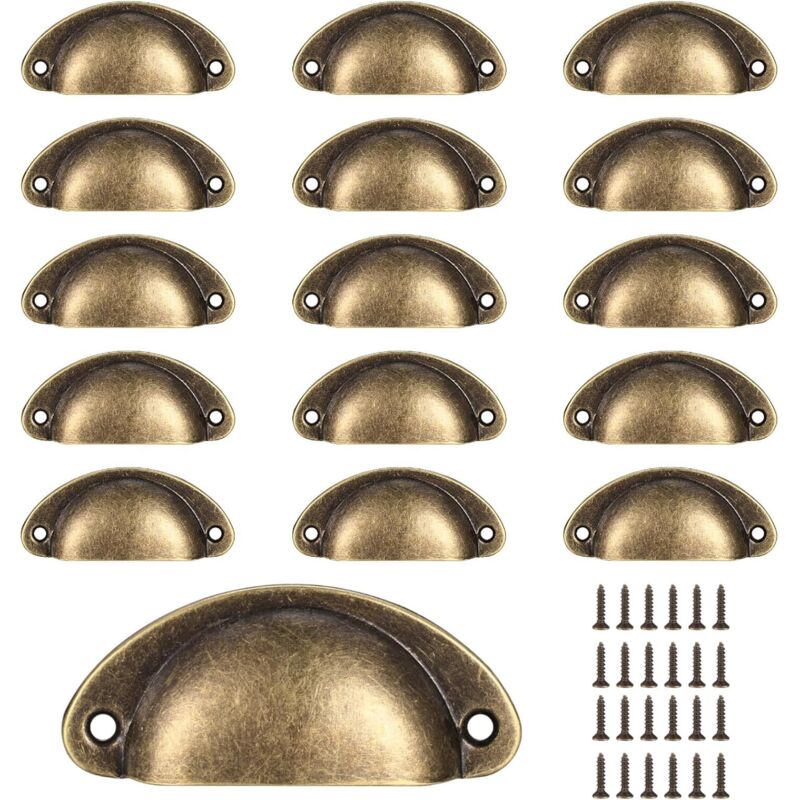 16 Muschelgriffe. Vintage-schubladengriffe. Halbkreisförmige Retro-küchenschrankgriffe Und -knöpfe. Möbel- Und Kommodengriffe (bronze).