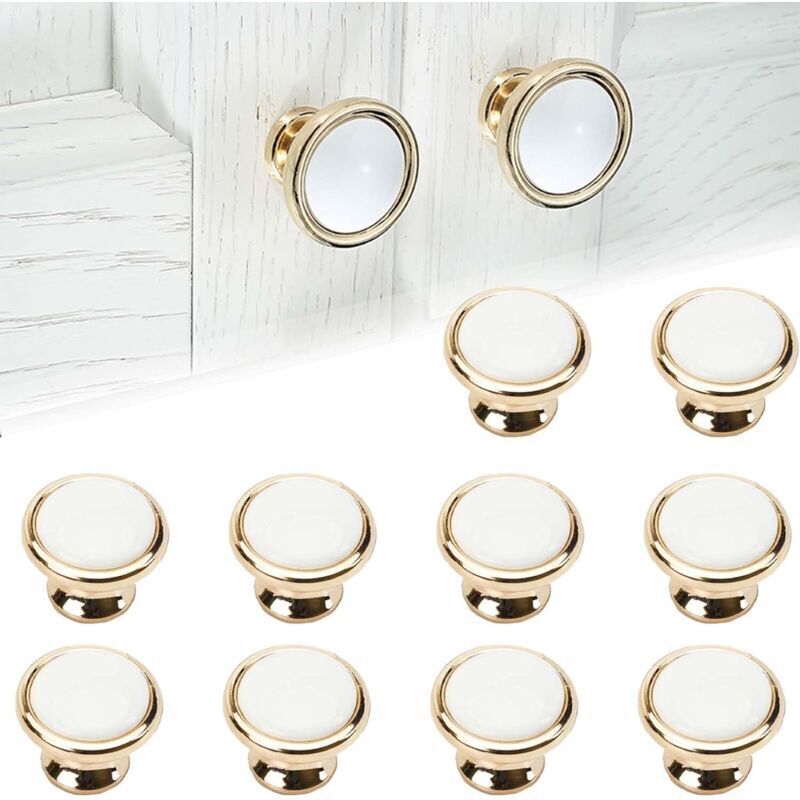 Küchenschrankgriffe. 10 Goldene Schrankgriffe. Schrankknöpfe, Schubladenknöpfe. Weißgoldene Schrankknöpfe Für Schubladen, Schränke Und Schminktische.