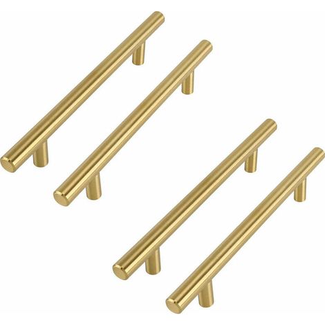 Set Mit 4 Griffen Für Ottomanenschränke, 96 Mm Mittenabstand, Set Mit 4 Goldenen Küchenschrankgriffen