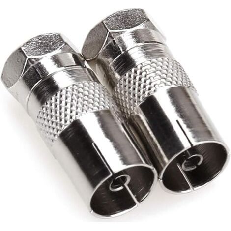 Tv-t/f-anschlussadapter Für Hf-koaxialantenne, F-stecker Auf 9,5-mm-tv-buchse – Silber – 2 Pins