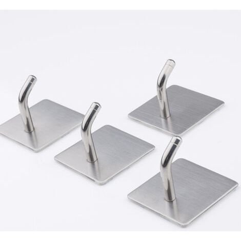 Selbstklebende Wandhaken, 4 Stück, Silberfarben, Edelstahl, Rostfrei, Wasserdicht, Für Bad, Handtuchhalter, Ohne Markennamen, Für Zuhause Und Büro
