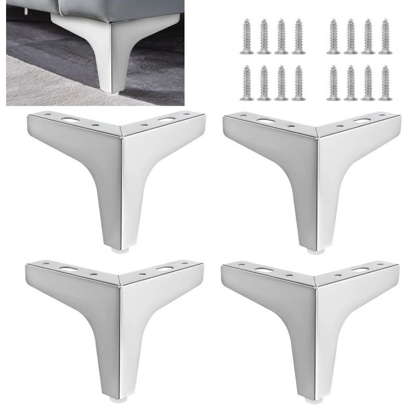 Dreieckige Möbelfüße Aus Metall. Tragkraft Bis Zu 800 Kg Für Sofas, Couchtische, Tv-ständer Und Andere Möbel (10 Cm). Silber.