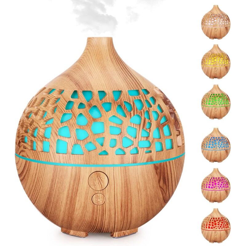 Ätherisches Öl-diffusor (180 Ml). Ultraschall-usb-luftbefeuchter Und -diffusor Mit 7-farbiger Led-beleuchtung. Ideal Für Schlafzimmer, Spa, Yoga Und Büro. Hellbraun.