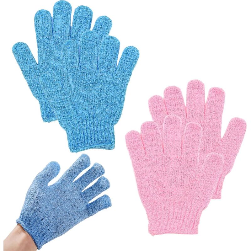 2 Paar Peelinghandschuhe. Peelinghandschuhe Für Bad Und Dusche. Körperpeelinghandschuhe. Fünf-finger-badehandschuhe Für Männer, Frauen Und Kinder Zum Peelen/duschen/baden/spa/massage (2 Farben)