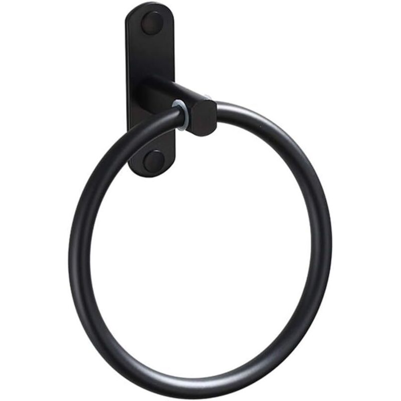 (16×10×10) Runder, Schwarzer Handtuchring Aus Aluminium Fürs Badezimmer