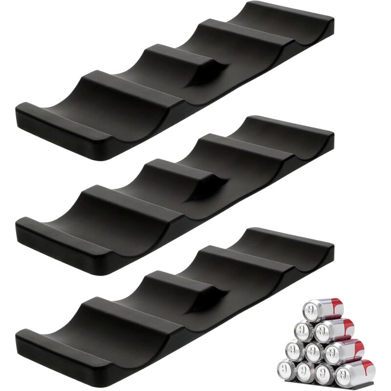 Set Mit 3 Kühlschrankflaschenhaltern - Rutschfest - Stapelbar - Faltbar - Zur Aufbewahrung Von Bier, Getränken Und Mineralwasser (schwarz)