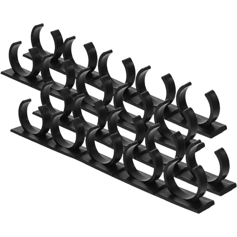 4-teiliges Gewürzregal-clip-set. Schwarze Kunststoff-wandhalterung. Praktische Organizer-clips Für Platzsparende Küchenaufbewahrung. Für Schränke Und Kochbereiche.