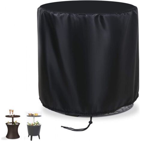 Wasserdichte Und Schnittfeste Schutzhülle Für Bartisch, Eisbehälter, Terrasse, Runden Couchtisch – Schwarz (53 X 58 Cm)