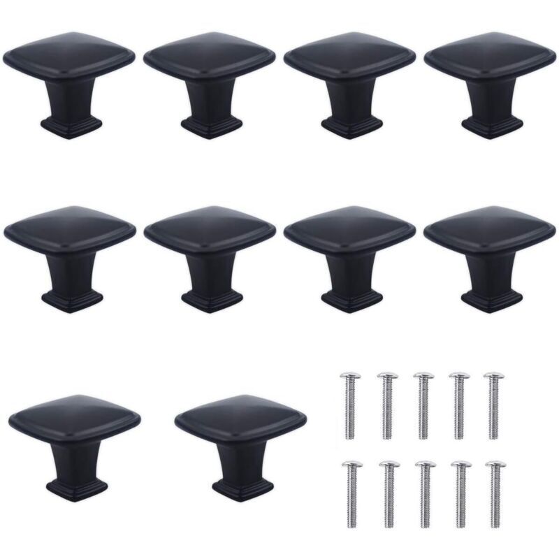 10 Schwarze Schubladengriffe Und Türknöpfe. Runde Schubladengriffe Mit Einem Loch. Türknöpfe. Möbelgriffe Für Schränke, Kleiderschränke, Küchen Und Kinderzimmer.