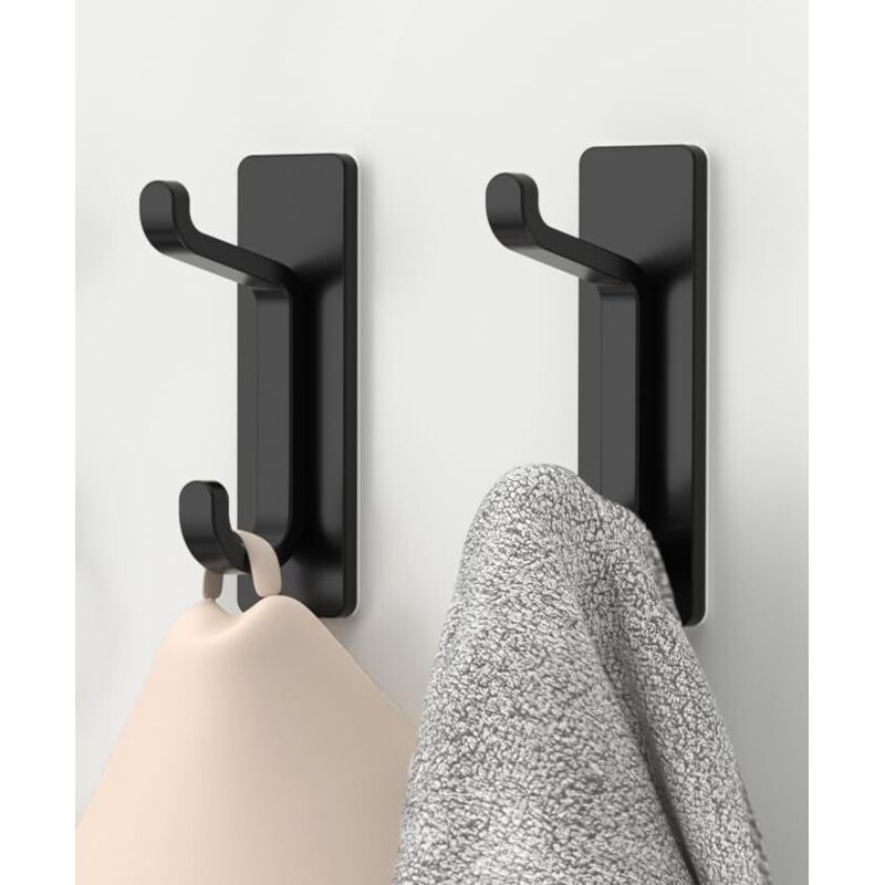 3,5 X 8 Cm Große, Zweiteilige Klebe-wandhaken. Handtuchhalter Für Bad, Geschirrtuchhaken Für Küche Und Kleiderschrank. Wandmontage Ohne Bohren. Wasserfest. Rostfrei. Schwarz.