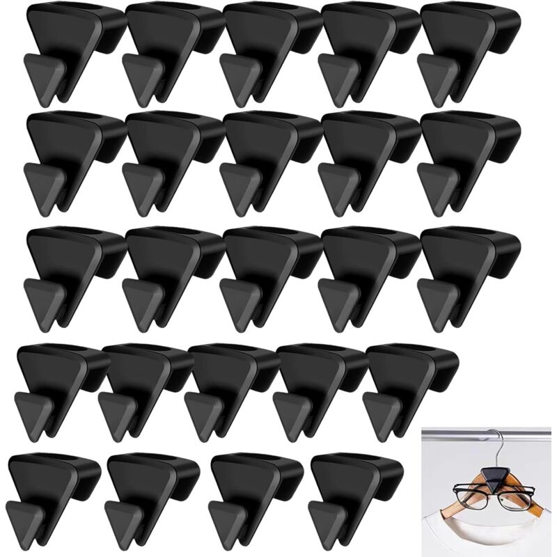 Set Mit 24 Dreieckigen Haken Für Kleiderbügel. Kaskadierbare Kleiderbügel. Platzsparende Verbindungshaken Für Kleiderbügel. Spart Platz Im Kleiderschrank (schwarz).