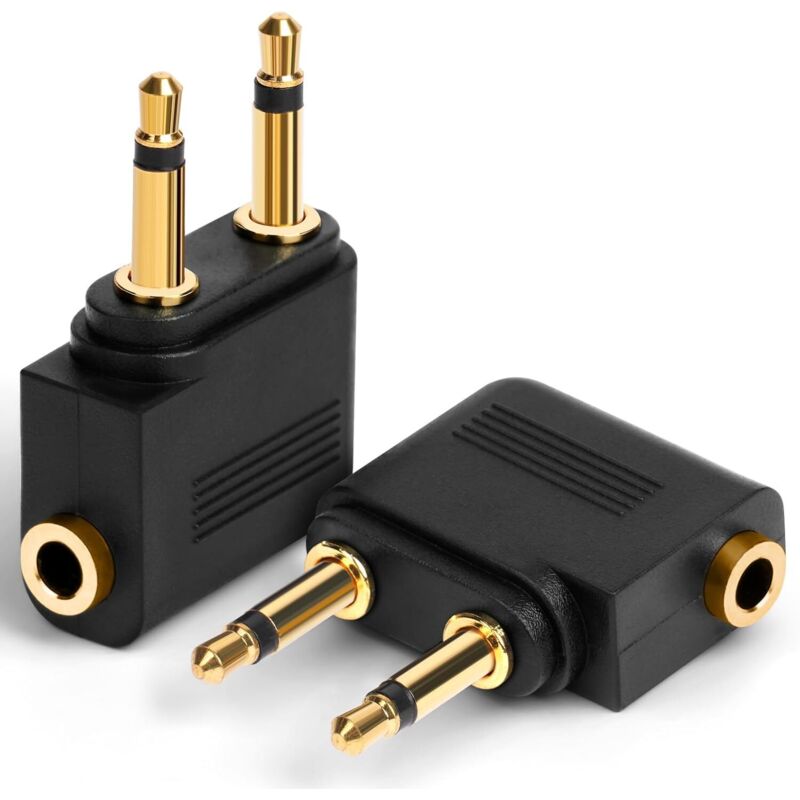 Vergoldete Flugzeug-kopfhöreradapter. [2er-pack] Vergoldete 3,5-mm-aux-audiobuchse (weiblich). Doppelter Kopfhöreradapter Für Flugzeuge.