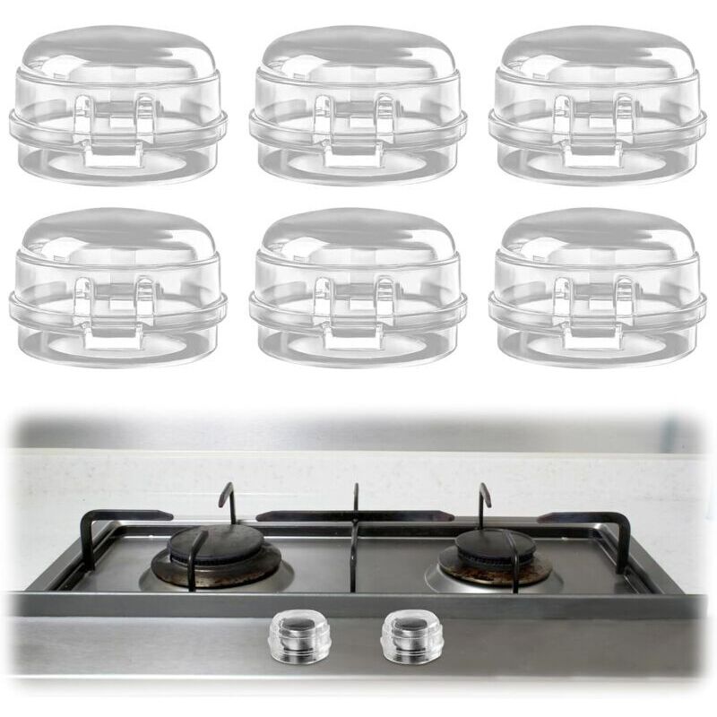 6-teiliges Set Herdknopfabdeckungen. Gasherdschutz. Sicherheitsknopf Für Backofen. Transparente Abdeckung. Abnehmbarer Knopf. Für Kindersicherungen In Der Küche (weiß)