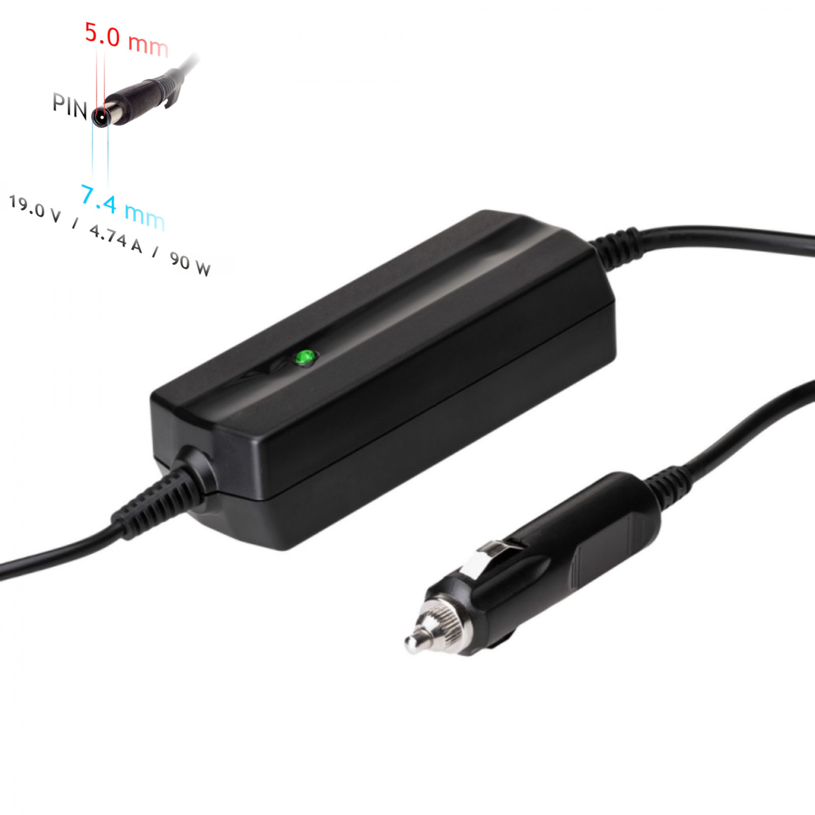 Akyga Ak-nd-32 Kfz-adapter Für Laptops (hp) 19v 4,74a 90w 7,4 X 5,0 Mm + Pin