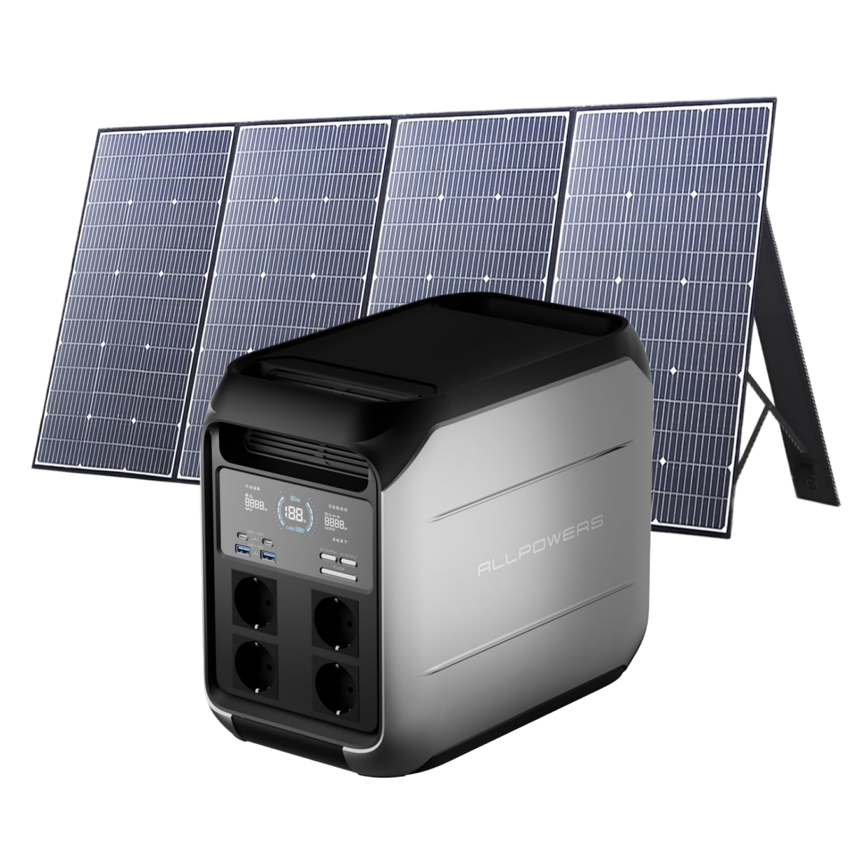 Allpowers P1800 Tragbare Powerstation Mit 600w Solarpanel, 1024wh Lfp Batterie Mit 4 X 1800w Ac Ausgang (3600w Spitze) Solargenerator, Notstromaggregat Für Camping Wohnmobile, Rv, Notfall