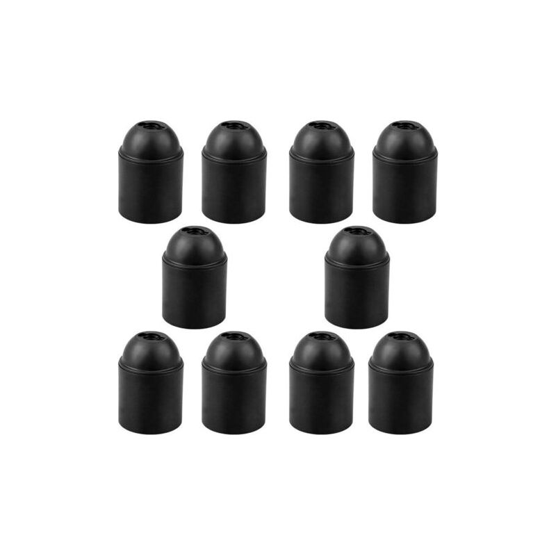 Pa 10 Stück Schwarze E27-fassungen, E27-fassungshalter, Glatter Boden Für Freiliegende Glühbirne Und Dickes Gewinde, E27