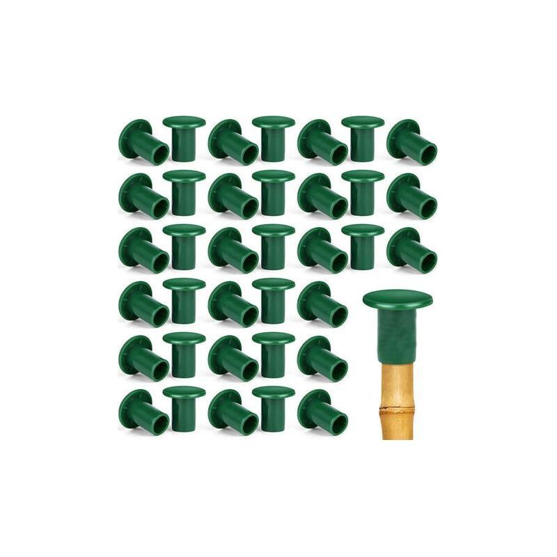 Lntyq 36 Stück Sicherheits-stockkappen, 3 Cm Gummi-sicherheits-stockkappen, Schutzkappen Für Bohnenstöcke Für Den Außenbereich (grün)