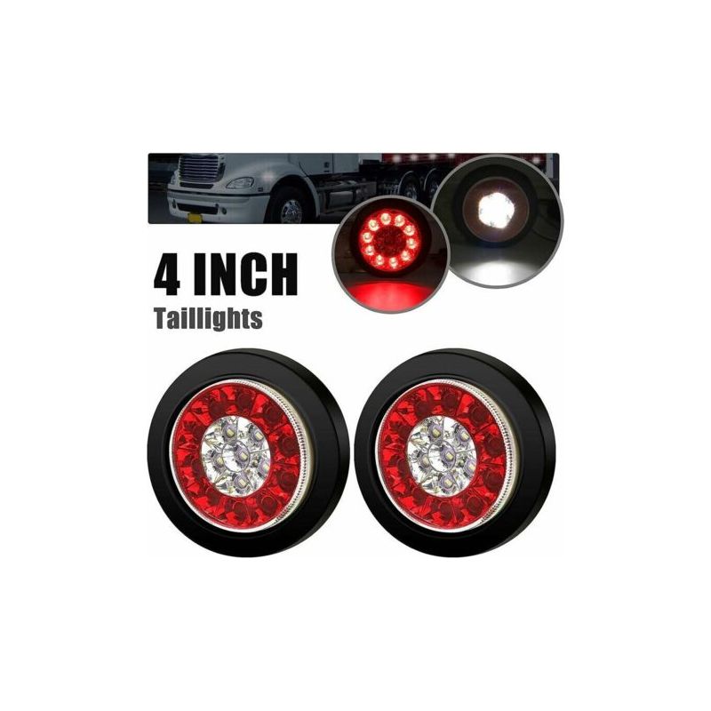 Pa [3 Modi] 2cps 4quot Led-bremsrücklicht Rot/weiß, 16led-rückleuchtenanzeige Chromring Wasserdicht Ip67