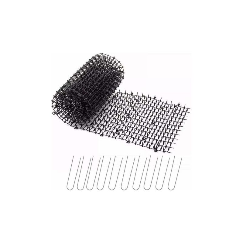Pa Anti-katzen-gartenmatte Mit Insekten- Und Tierabwehrspitzen, 8 Cm, Mit 10 Schwarzen Metallheringen