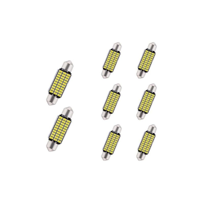 Pa 8-teilige Auto-led-lampen, Canbus Fehlerfrei, 39 Mm, 12 V, 6500 K, 600 Lm, 33msd-3014-chipsätze, Led-lampen, Cw5-innenraum-kartenbeleuchtung, Nummernschildlampe, Weiß