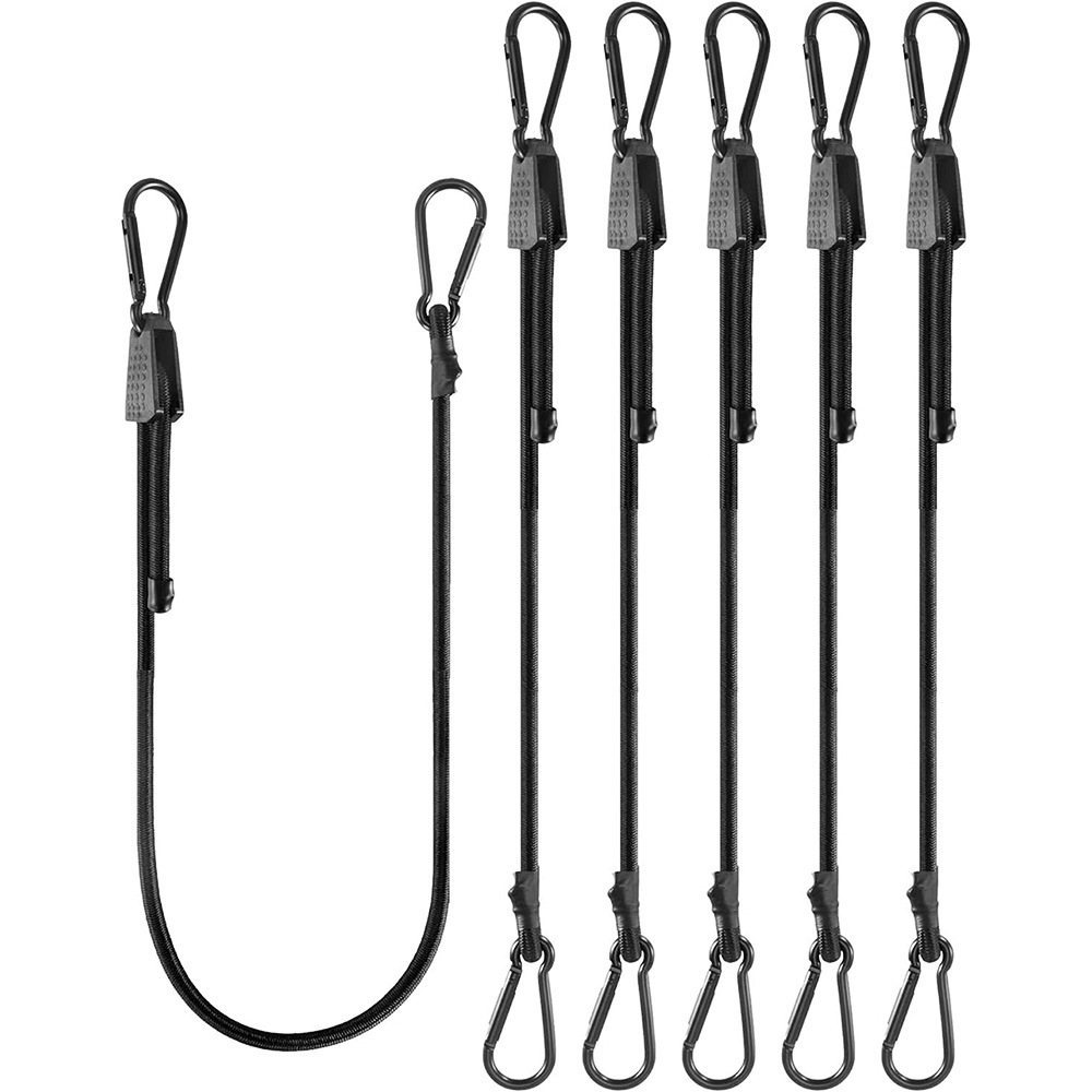 Elastisches Seil Mit Verstellbarem Karabiner, 6-teiliges Set, Schwarz, 100 Cm, Latexmaterial, Uv-beständig, Mit Haken.