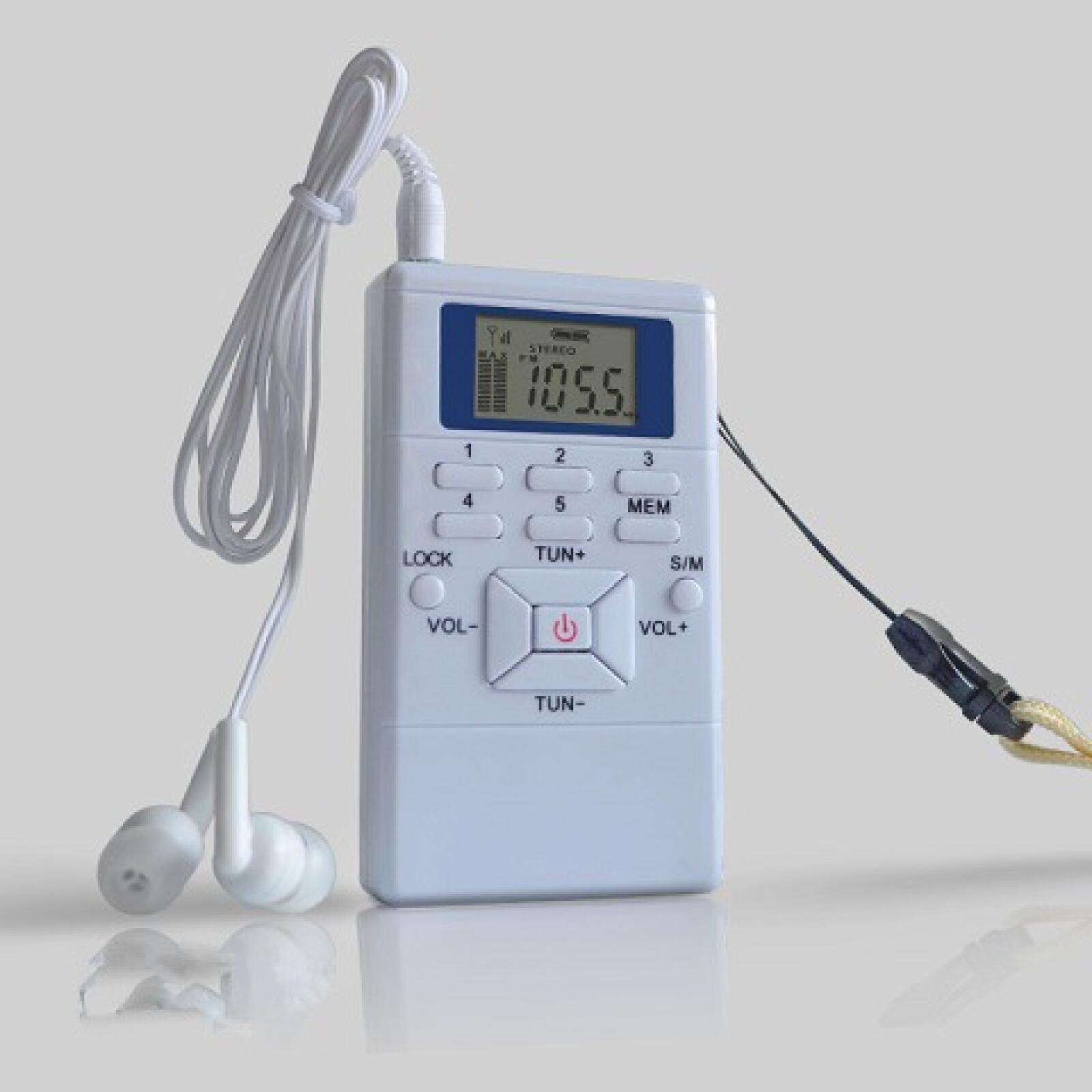 Tragbares Stereo-fm-radio (weiß) Mit Kopfhörern, Mini-digital-fm-transistorradio