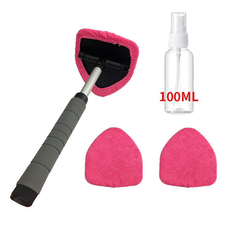 Fünfeckige Teleskop-windschutzscheibenbürste, 3 Rosa Stoffbezüge + 100-ml-sprühflasche, Antibeschlag-set Für Fenster