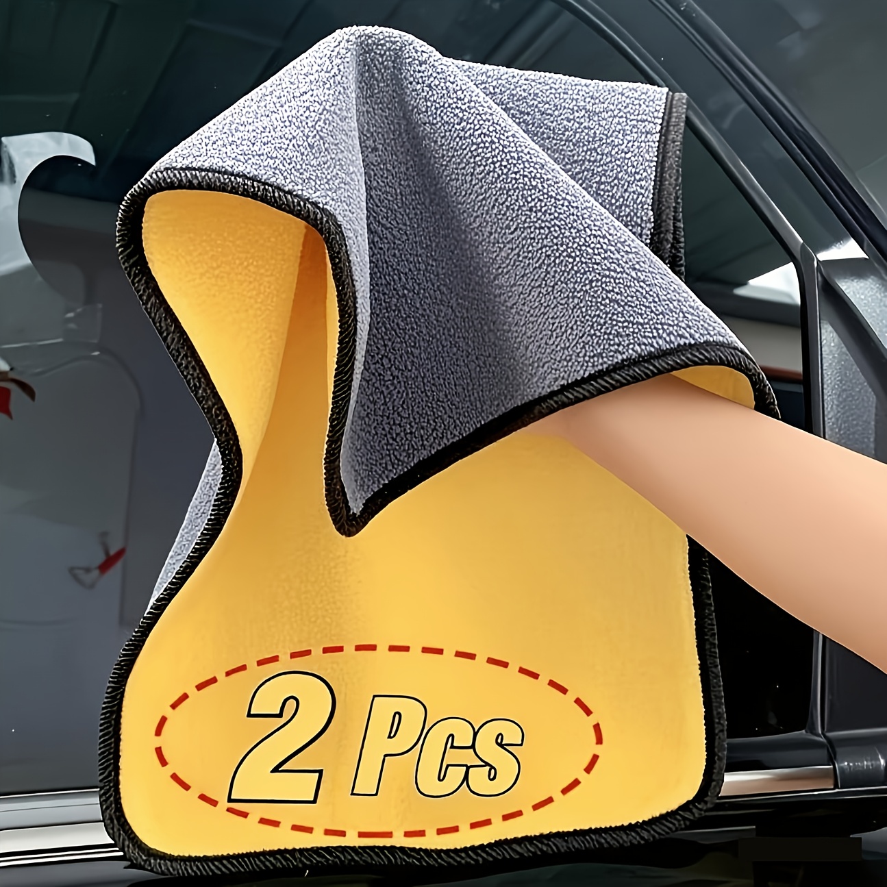 5 Stück/2 Stück Superabsorbierende, Doppelseitige Reinigungstücher – Wiederverwendbare Mikrofasertücher Für Auto, Glas, Haushalt, Küche, Bad – Gelb/schwarz