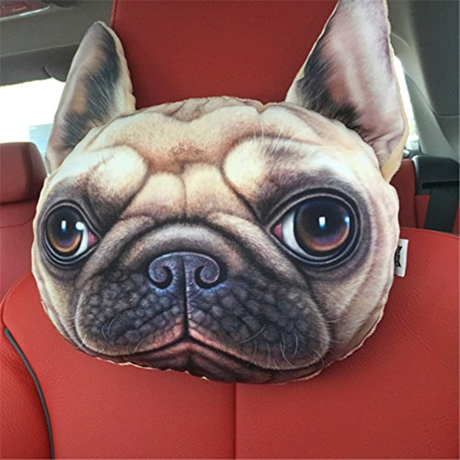 Kreatives, Lustiges, Lebensechtes 3d-gedrucktes Auto-kopfstützenkissen Mit Hunde- Und Katzenkopf (cartoon) Zum Schutz Des Nackens (shar-pei)