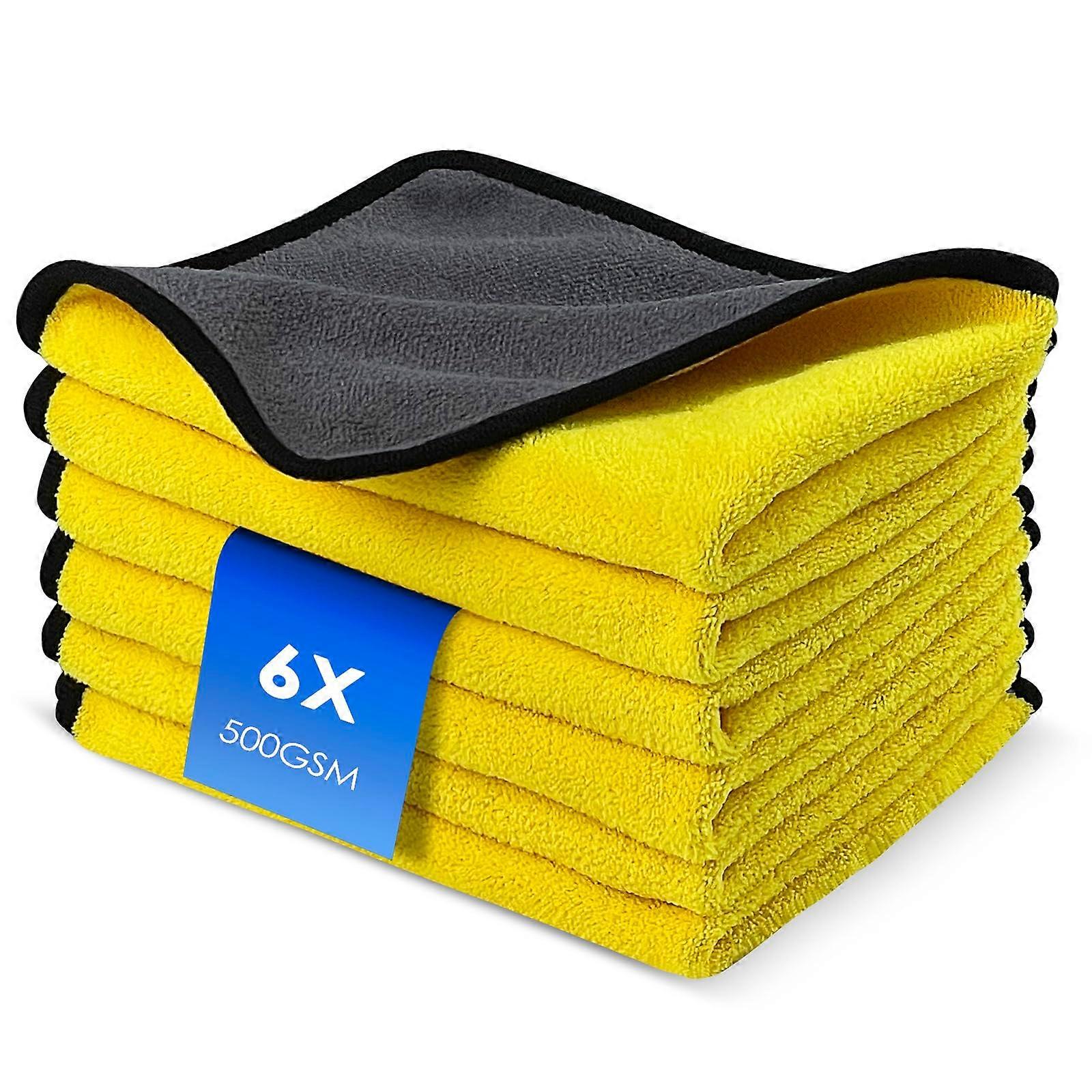 6 Mikrofasertücher Fürs Auto (500 G/m²), Trockentuch, Mikrofasertücher Für Die Autopflege, Poliertücher, Handtuch Zum Trocknen, Mikrofasertuch, Autoreinigung