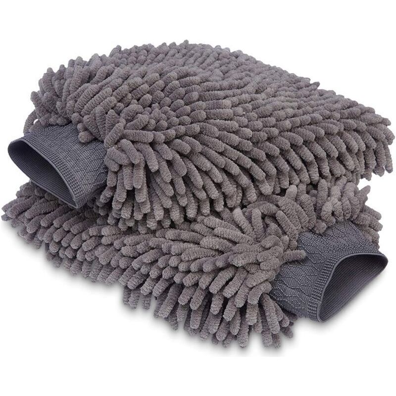 Mikrofaser-waschhandschuh, Luxuriöses Autoreinigungstuch, 2er-pack, Grau, 30 X 20 Cm
