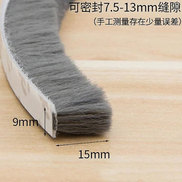 10 Meter Selbstklebendes Dichtungsband Für Türen Und Fenster, Winddicht, Staubdicht, Schalldämmend, Für Den Hausgebrauch, 9 X 15 Mm, Grau.