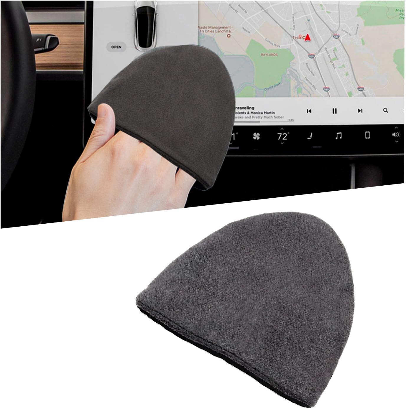 Autobildschirmreiniger, 12 X 10 Cm Großes Dreieckiges Mikrofaser-reinigungspad Für Autobildschirme, Faltbares Touchscreen-reinigungstuch