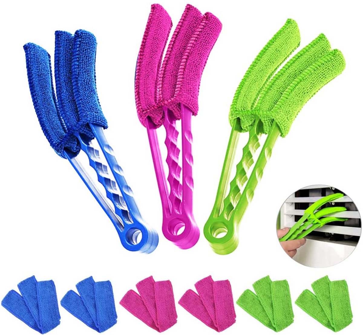 3er-pack Reinigungstücher Und Bürsten Zur Reinigung Des Fahrzeuginnenraums, Inklusive Lüftungsschlitzen Und Staubentferner, Mit 6 Mikrofaserbezügen (mehrfarbig)