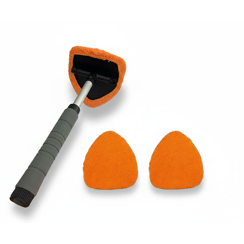 Fünfeckige Teleskop-windschutzscheibenbürste, 3 Orangefarbene Mikrofasertücher, Autoglasreinigungswerkzeug