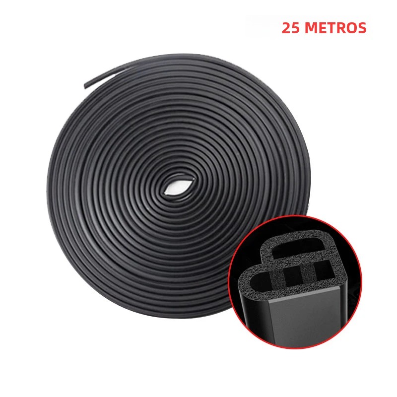 25 Meter Lange Autogummileiste, Doppelreihig 12 Mm X 10 Mm, Schwarz, Wind- Und Schalldicht, Geeignet Für Autotüren, Kofferraum Und Reifen.
