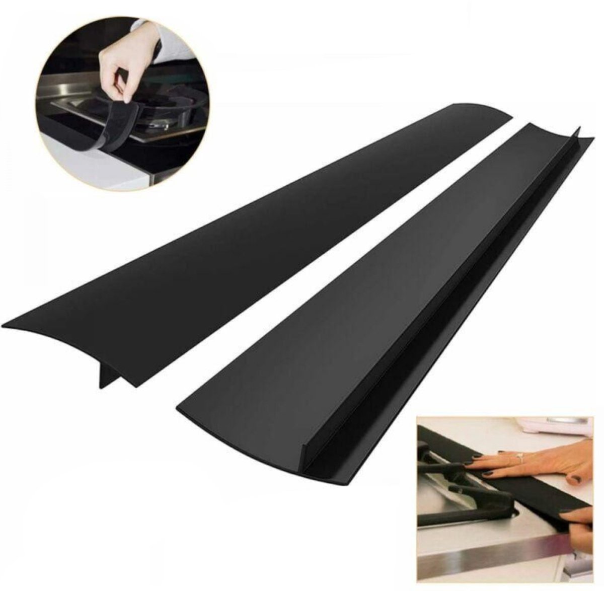 2-teiliges Dichtungsleisten-set Für Küchenarbeitsplatten – Abdeckleiste Für Arbeitsplattenfugen – 63,5 Cm (schwarz)