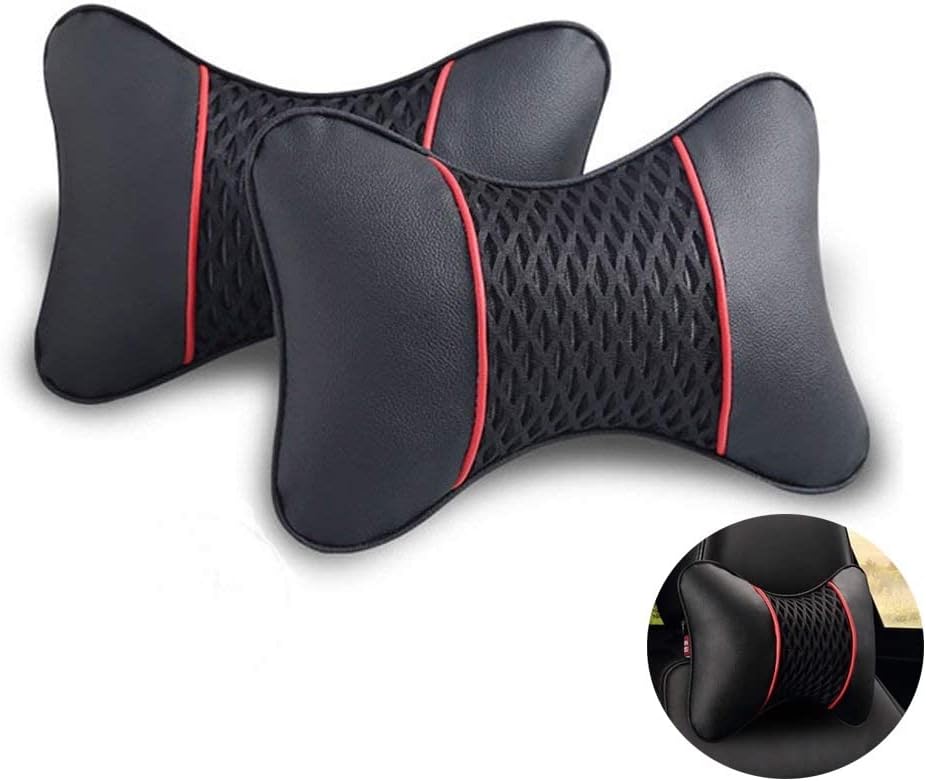2er-pack Nackenkissen Fürs Auto, Universelles, Weiches Und Atmungsaktives Nackenkissen Aus Leder, Bequeme Kopfstütze, Nackenstütze