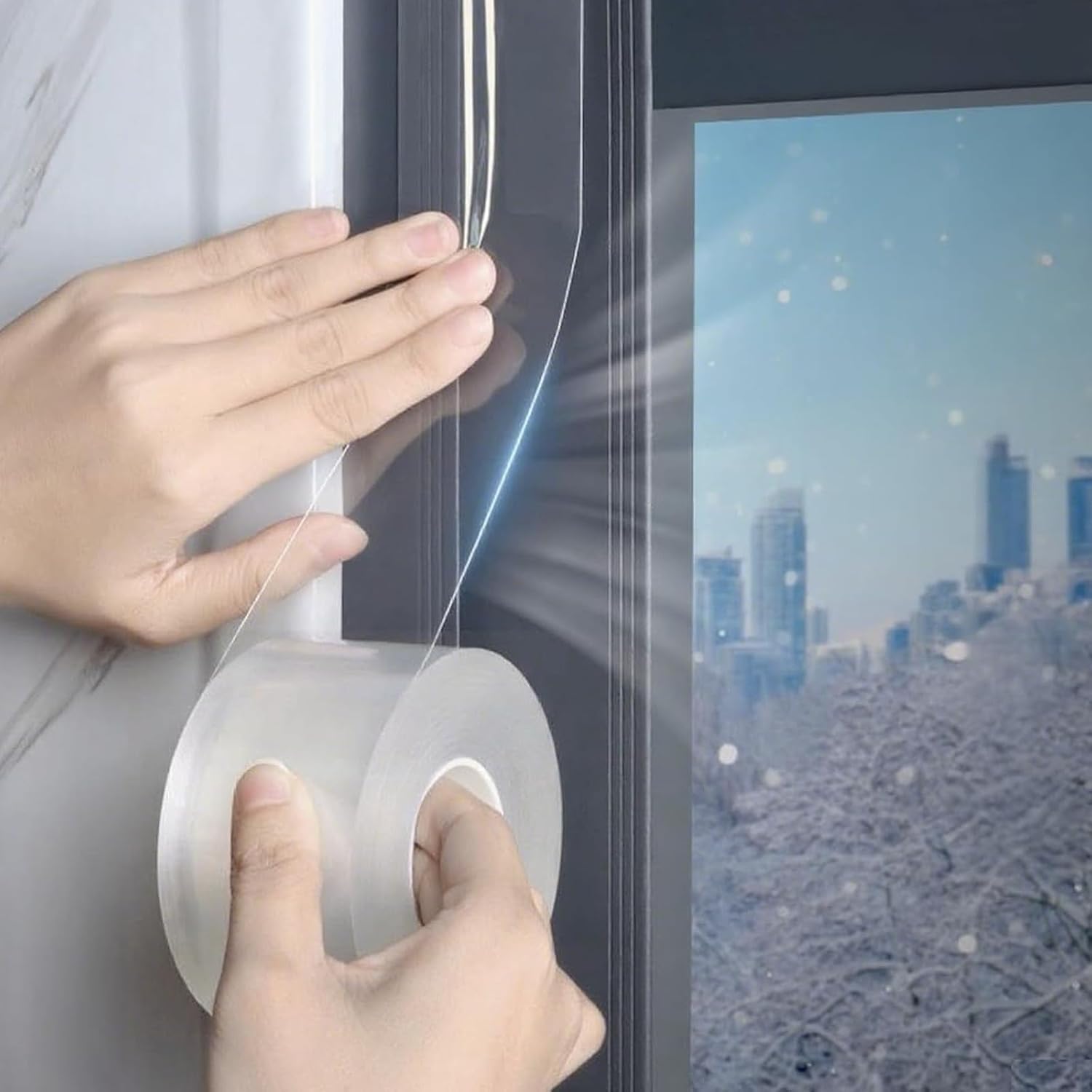 Fensterzugluftdichtungsband 5 Cm X 10 M Transparentes, Wasserdichtes Isolierband Dichtungsstreifen Zum Schutz Vor Wind, Kälte Und Staub Wetterdichtungsstreifen Rückstandsfrei