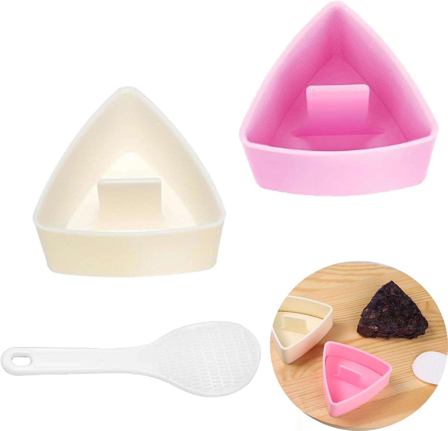 Onigiri-form, 2-teilige Dreieckige Onigiri-form, Sushi-maker, Sushi-maschine, Antihaft-sushi-maker Mit Löffel, Wiederverwendbares Reisbällchen-form-set, Für Familien-camping, Picknick, Kochen.
