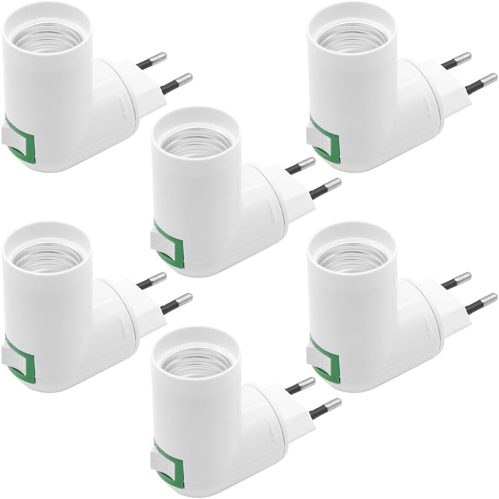 6er-set E27-lampenfassungen Mit Schalter, Ohne Kabel, Adapter Für E27-glühbirnen, 230 V Wechselstrom, 180° Verstellbar, Geeignet Für Die Innenbeleuchtung