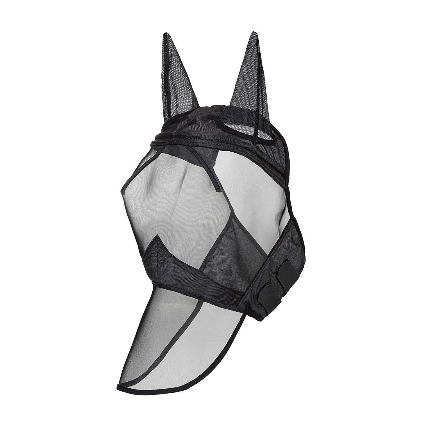 Fliegenmaske Mit Uv-schutz Für Ohren Und Nase, Schwarz/silber