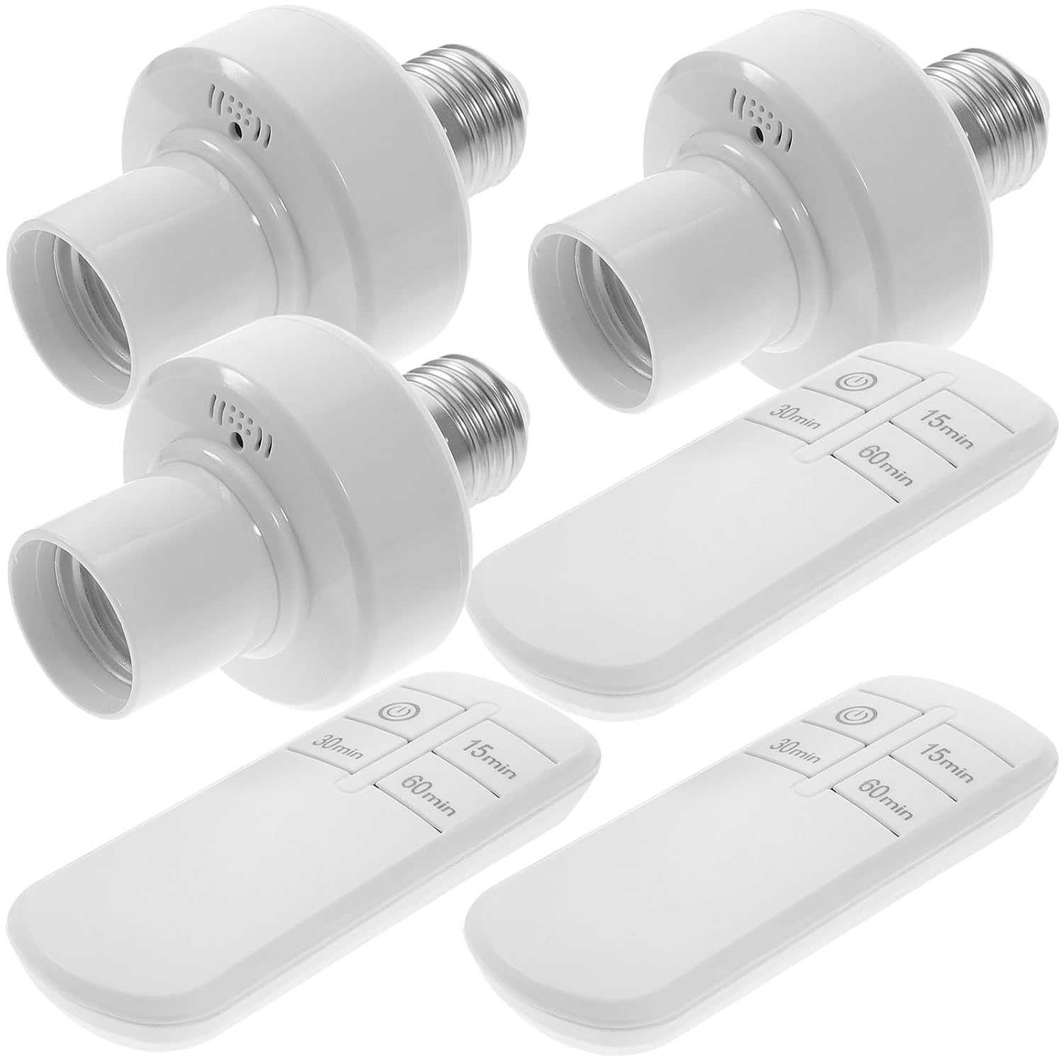 3-teiliges E27-fassungsset Mit Funkfernbedienung, 30 M Reichweite, 15/30/60-minuten-timer, Kompatibel Mit Led- Und Glühlampen, Innenbeleuchtung