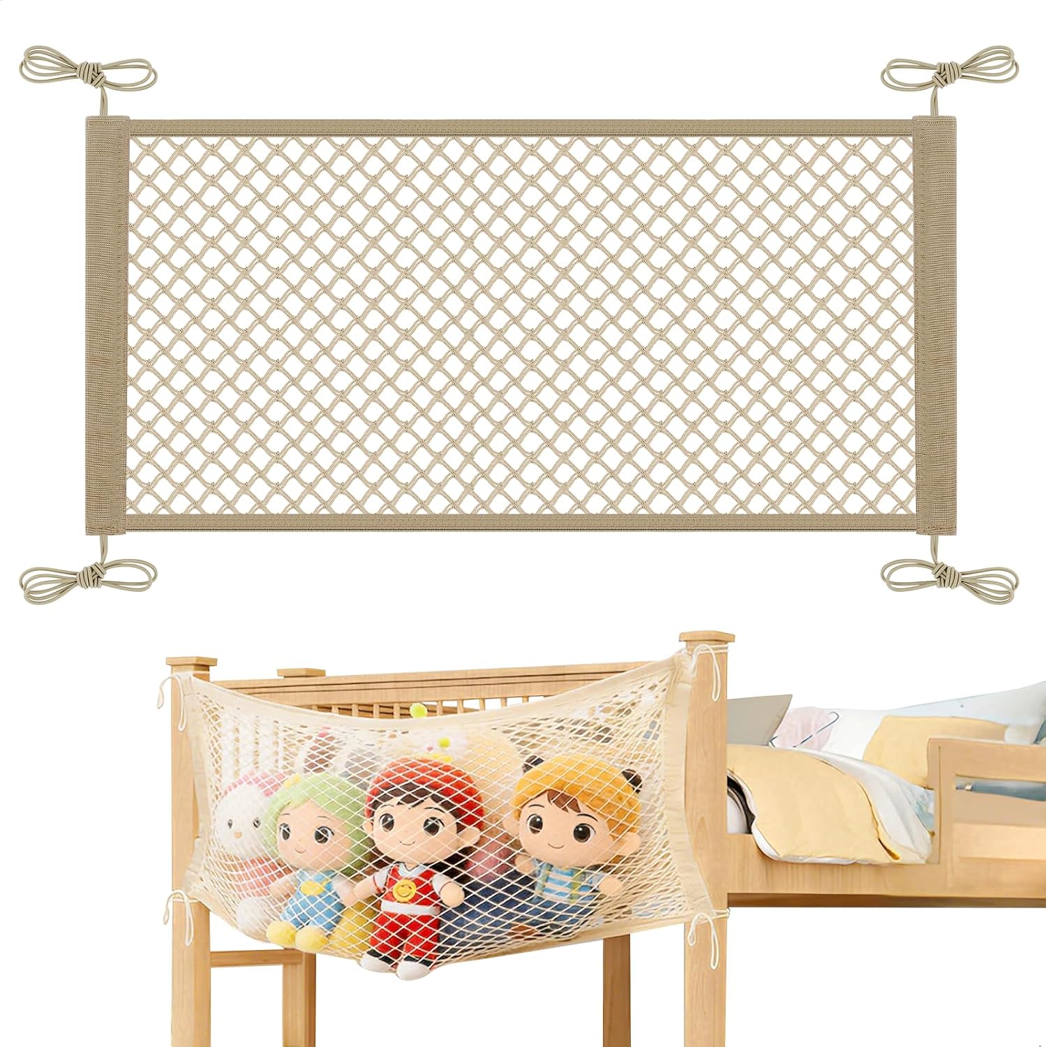 2-teilige Aufbewahrungsbox Für Plüschtiere Im Kinderzimmer, Hängendes Plüschnetz Aus Baumwolle Mit Verschluss Fürs Schlafzimmer, Plüschtier-organizer Im Bohème-stil, Bettdecken-organizer Für Kinder (b